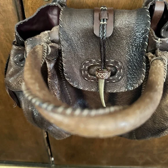 Genuine leather handbag  Western *** distressed*** made in Italy - Picture 4 of 8